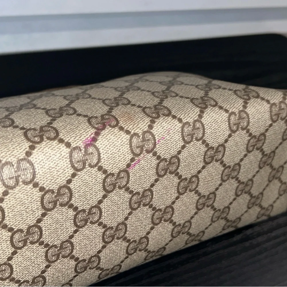 GUCCI Vintage Beige and Brown Canvas Monogram Clutch